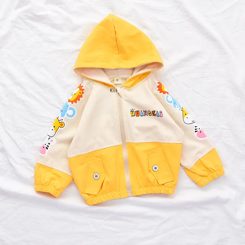 Children's Hooded Jacket Cartoon Windbreaker, Boys & Girls
