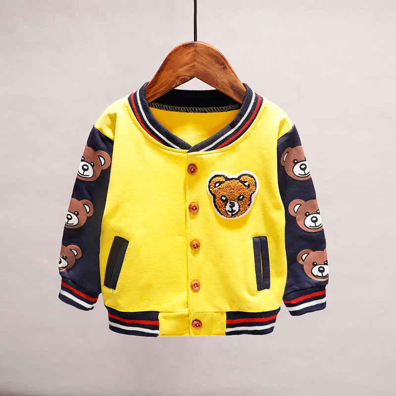 Cartoon Bear Cotton Jacket for Unisex Kids (3-6 Years) - Lightweight Spring Coat
