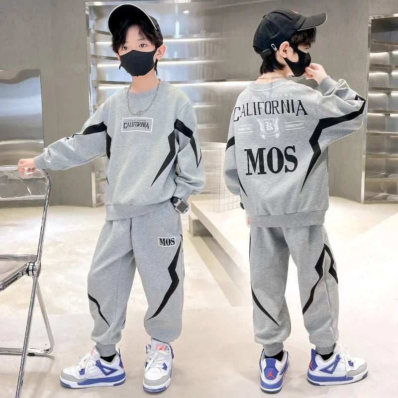 Boy Trendy Outfit (7-13 Years) - Spring Pullover & Track Pants Set