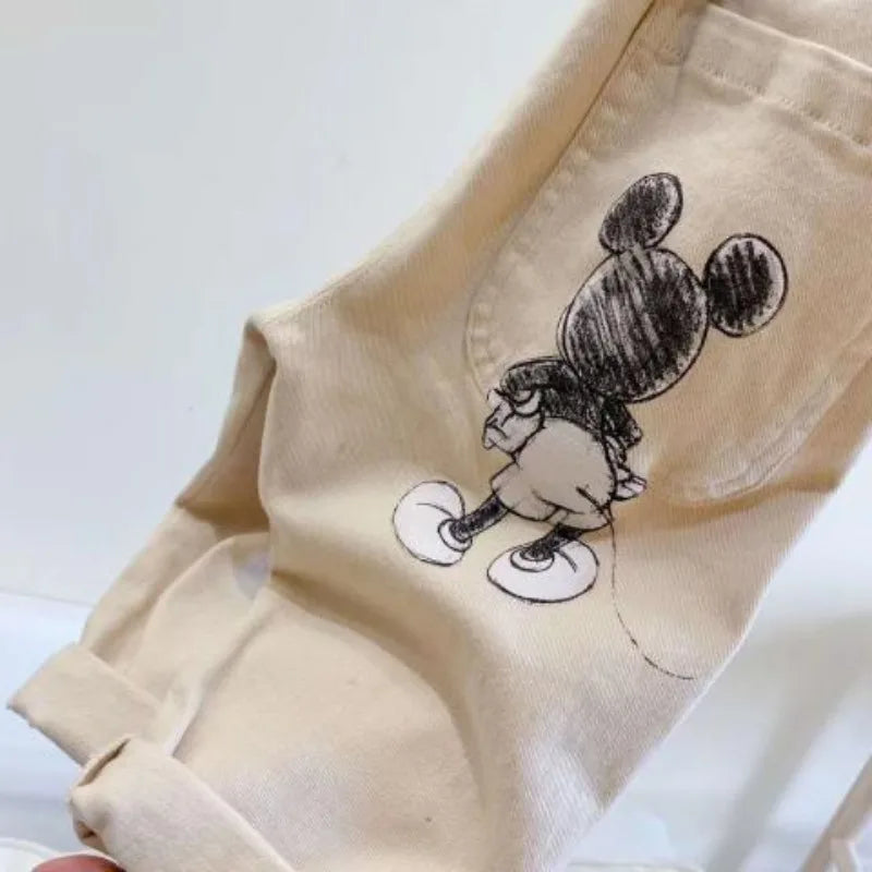 Boys Mickey Mouse Embroidered Denim Pants (4-6 Years) - Spring Casual Trousers
