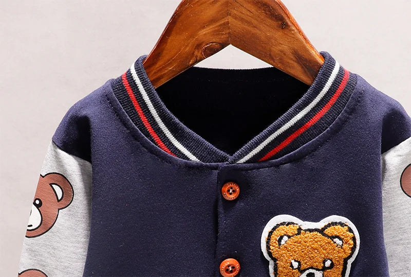 Cartoon Bear Cotton Jacket for Unisex Kids (3-6 Years) - Lightweight Spring Coat
