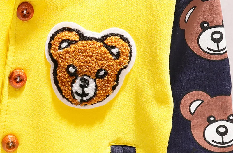 Cartoon Bear Cotton Jacket for Unisex Kids (3-6 Years) - Lightweight Spring Coat