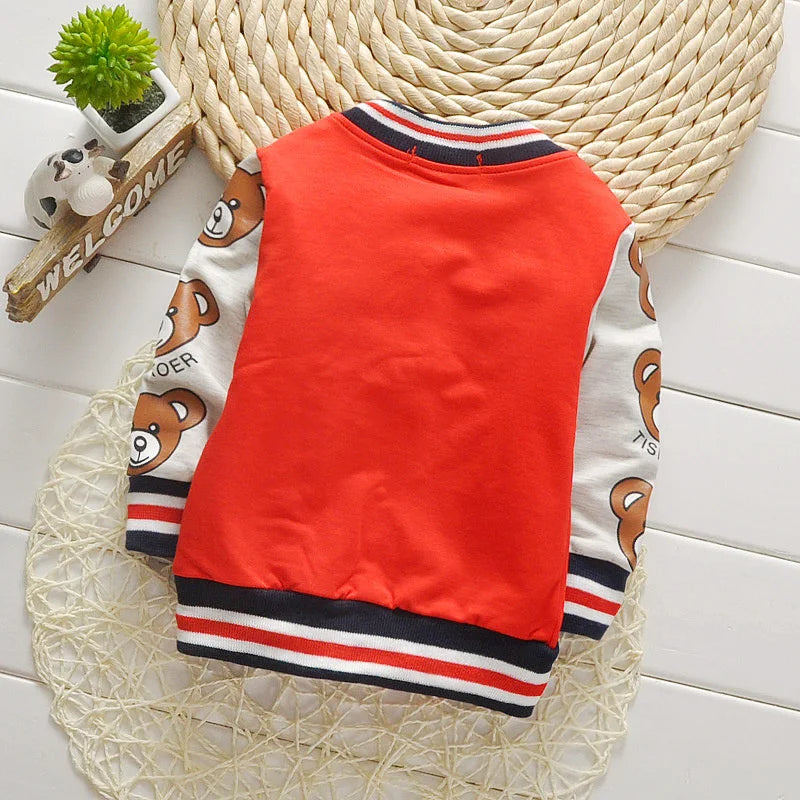 Cartoon Bear Cotton Jacket for Unisex Kids (3-6 Years) - Lightweight Spring Coat