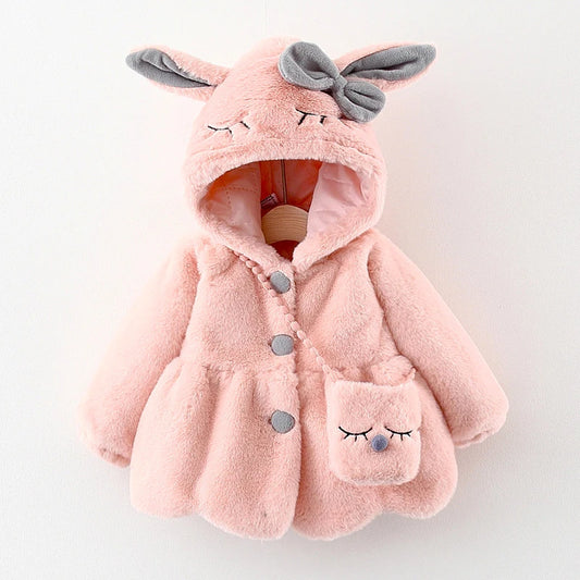 Cute Rabbit Ears Plush Baby Jacket