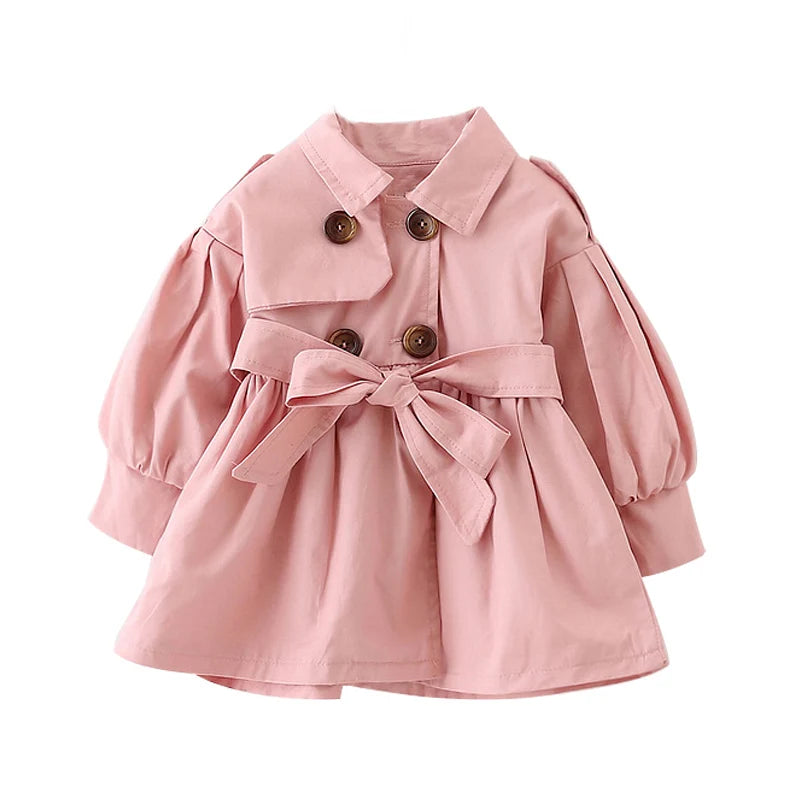 Girls Easter Coat with Belt (1-3 Years) - Classic Trench Windbreaker