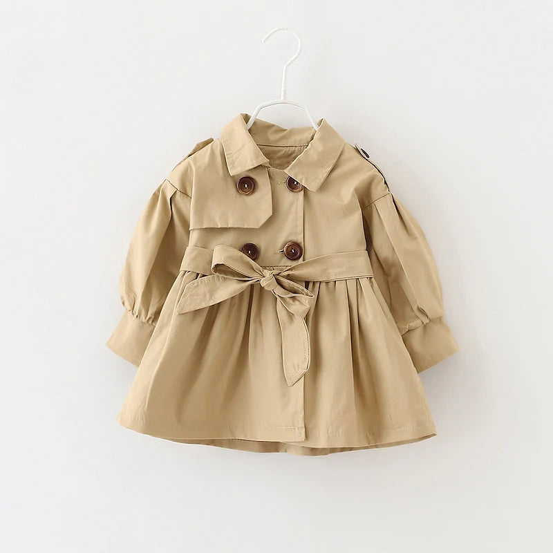 Girls Easter Coat with Belt (1-3 Years) - Classic Trench Windbreaker