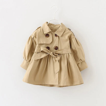 Girls Easter Coat with Belt (1-3 Years) - Classic Trench Windbreaker