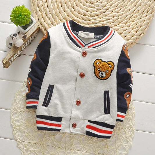 Cartoon Bear Cotton Jacket for Unisex Kids (3-6 Years) - Lightweight Spring Coat