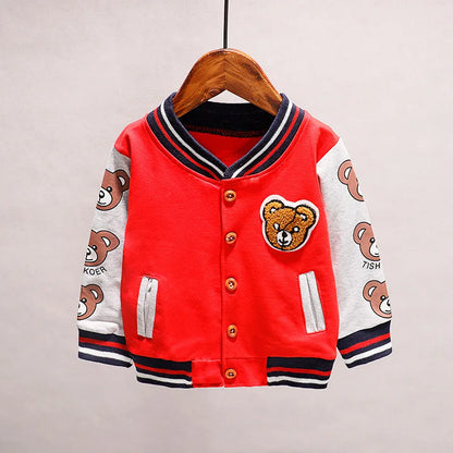 Cartoon Bear Cotton Jacket for Unisex Kids (3-6 Years) - Lightweight Spring Coat