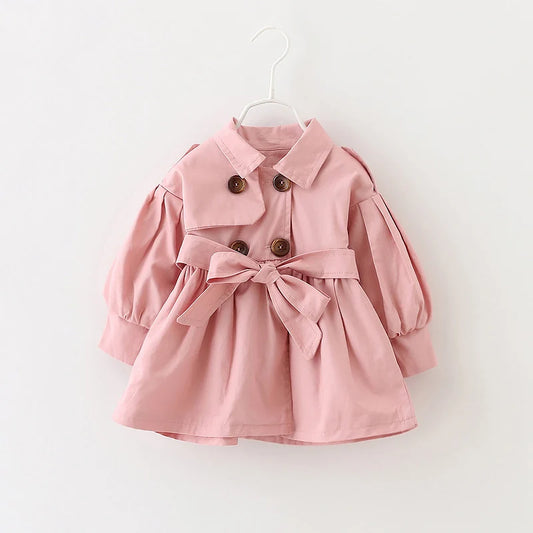 Girls Easter Coat with Belt (1-3 Years) - Classic Trench Windbreaker