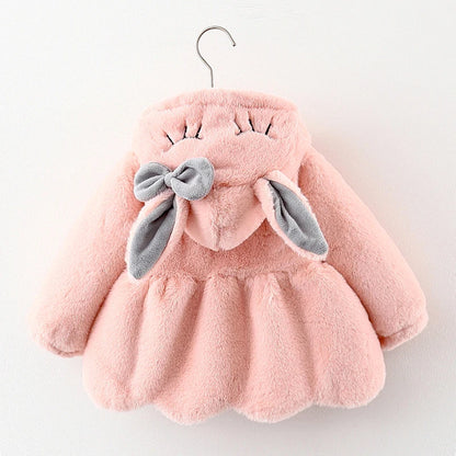 Cute Rabbit Ears Plush Baby Jacket