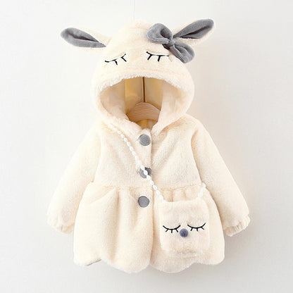 Cute Rabbit Ears Plush Baby Jacket