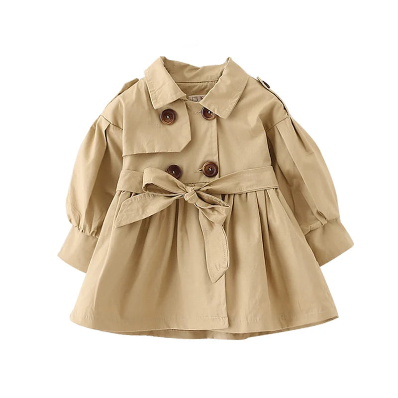 Girls Easter Coat with Belt (1-3 Years) - Classic Trench Windbreaker