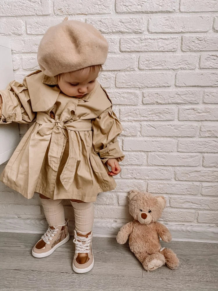 Girls Easter Coat with Belt (1-3 Years) - Classic Trench Windbreaker