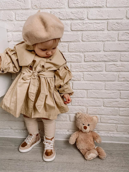 Girls Easter Coat with Belt (1-3 Years) - Classic Trench Windbreaker