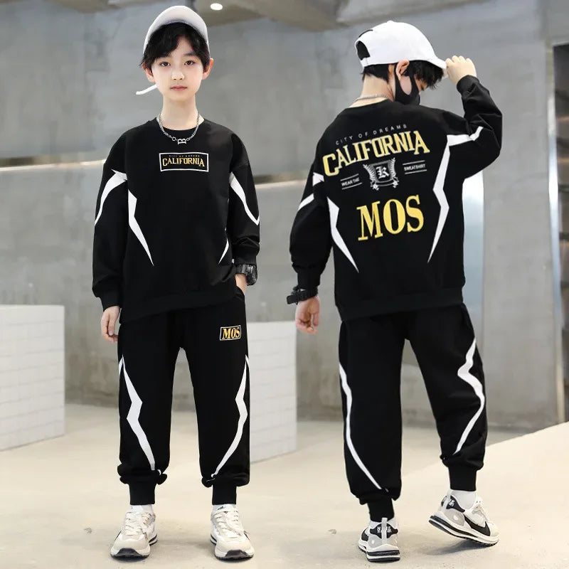 Boy Trendy Outfit (7-13 Years) - Spring Pullover & Track Pants Set