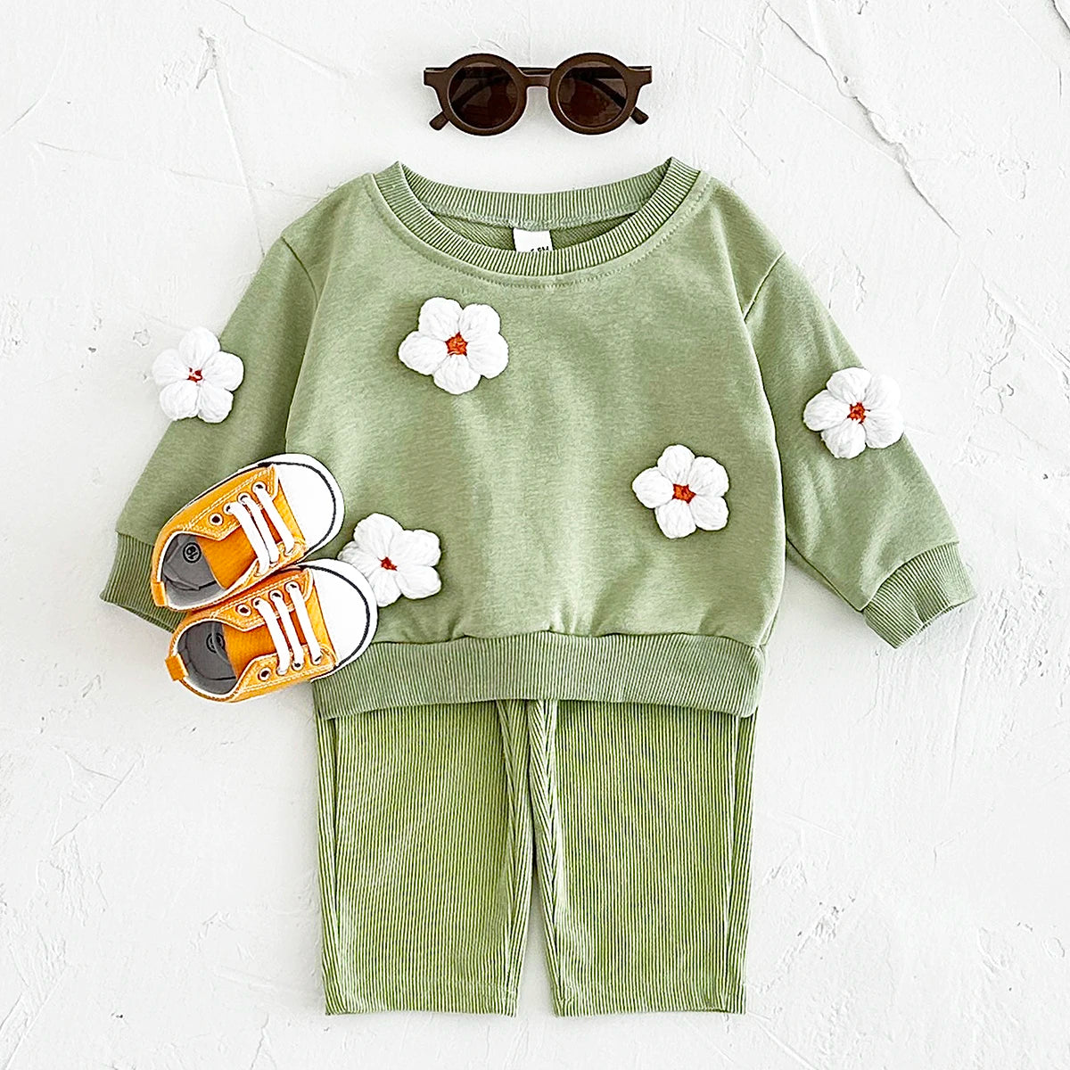 Newborn/Toddler Cotton Suit (1-3 Years) - Star/Flower Pullover & Loose Pants