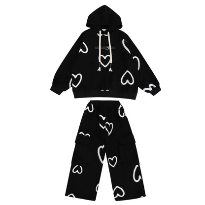 Heart Girls Sport Suit 2pcs (7-13 Years) - Hooded Sweatshirt & Pants Tracksuit