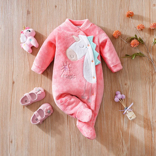 Cozy Newborn Pink Unicorn Footies