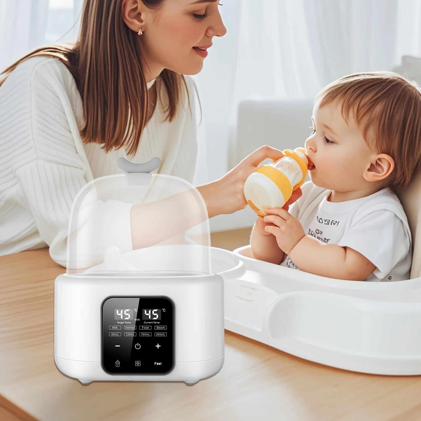 Baby Bottle Warmer with Timer & Temp Control for Formula, Breastmilk, Food Jars, Auto Shut-Off, Compact for Travel