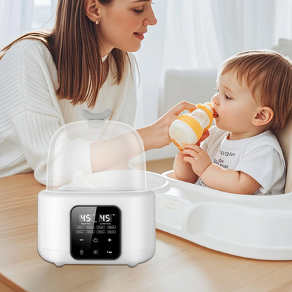 Baby Bottle Warmer with Timer & Temp Control for Formula, Breastmilk, Food Jars, Auto Shut-Off, Compact for Travel