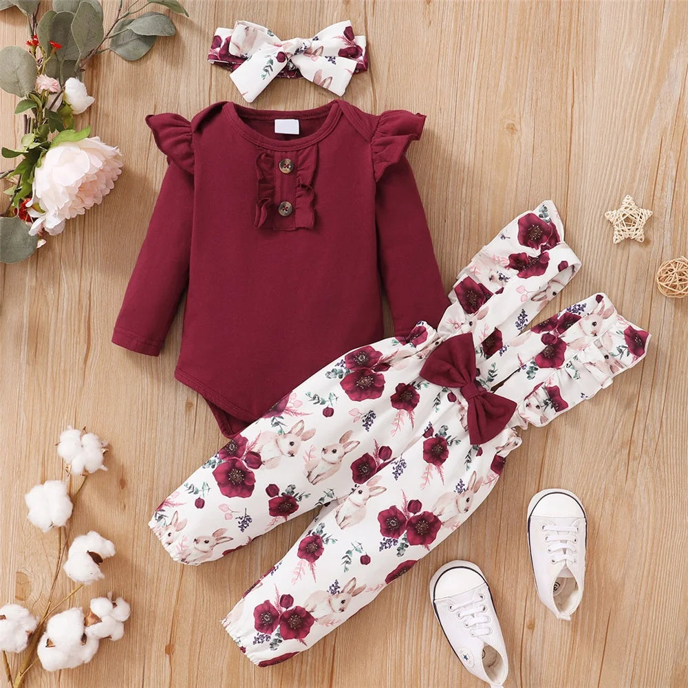 Flower Strap Pants 2PCS Girl Suit