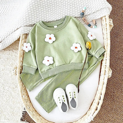 Newborn/Toddler Cotton Suit (1-3 Years) - Star/Flower Pullover & Loose Pants