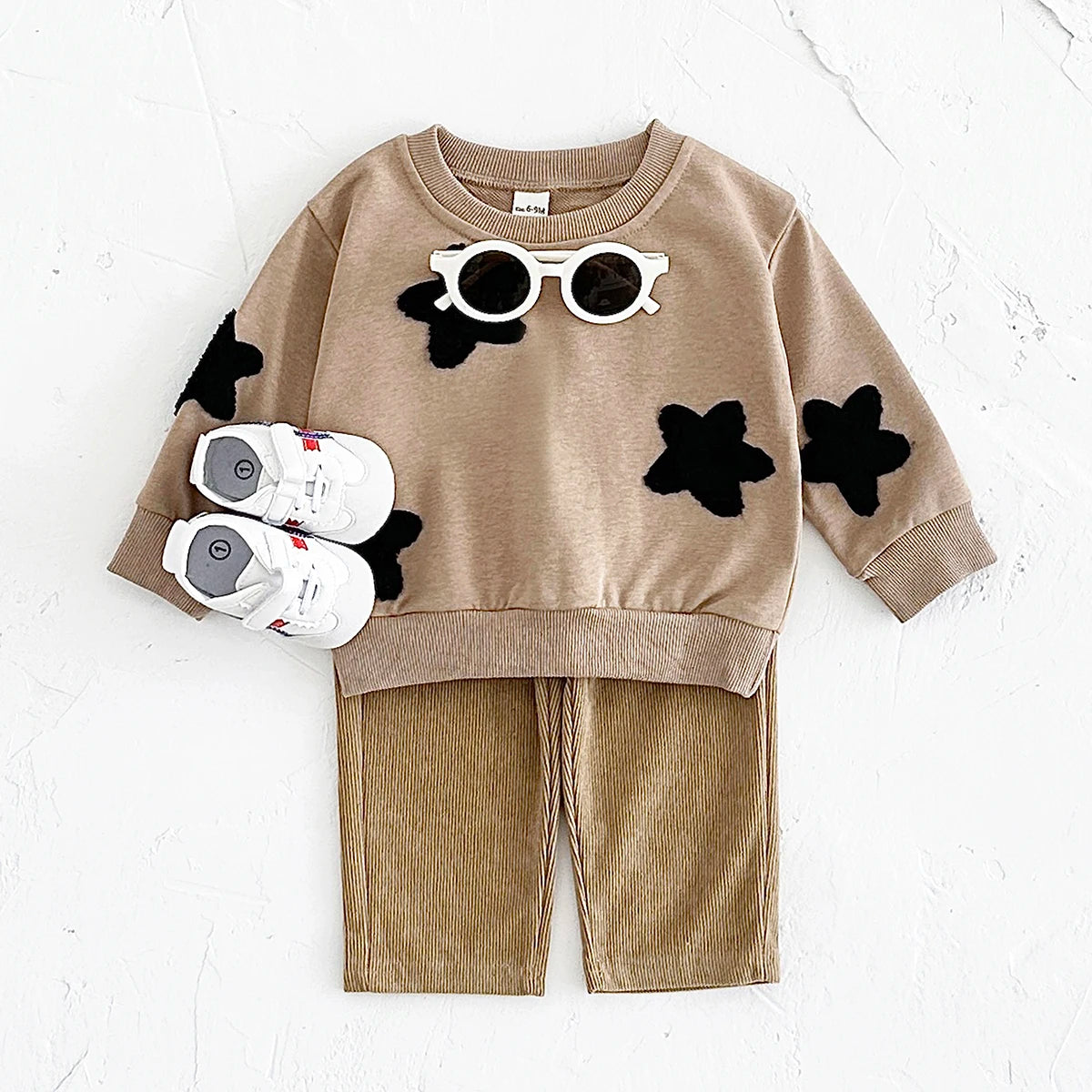 Newborn/Toddler Cotton Suit (1-3 Years) - Star/Flower Pullover & Loose Pants