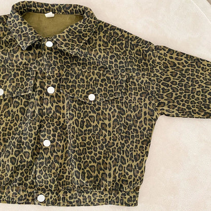 Leopard Print Unisex Kids Jacket (3-12 Years) - Oversized Corduroy Coat