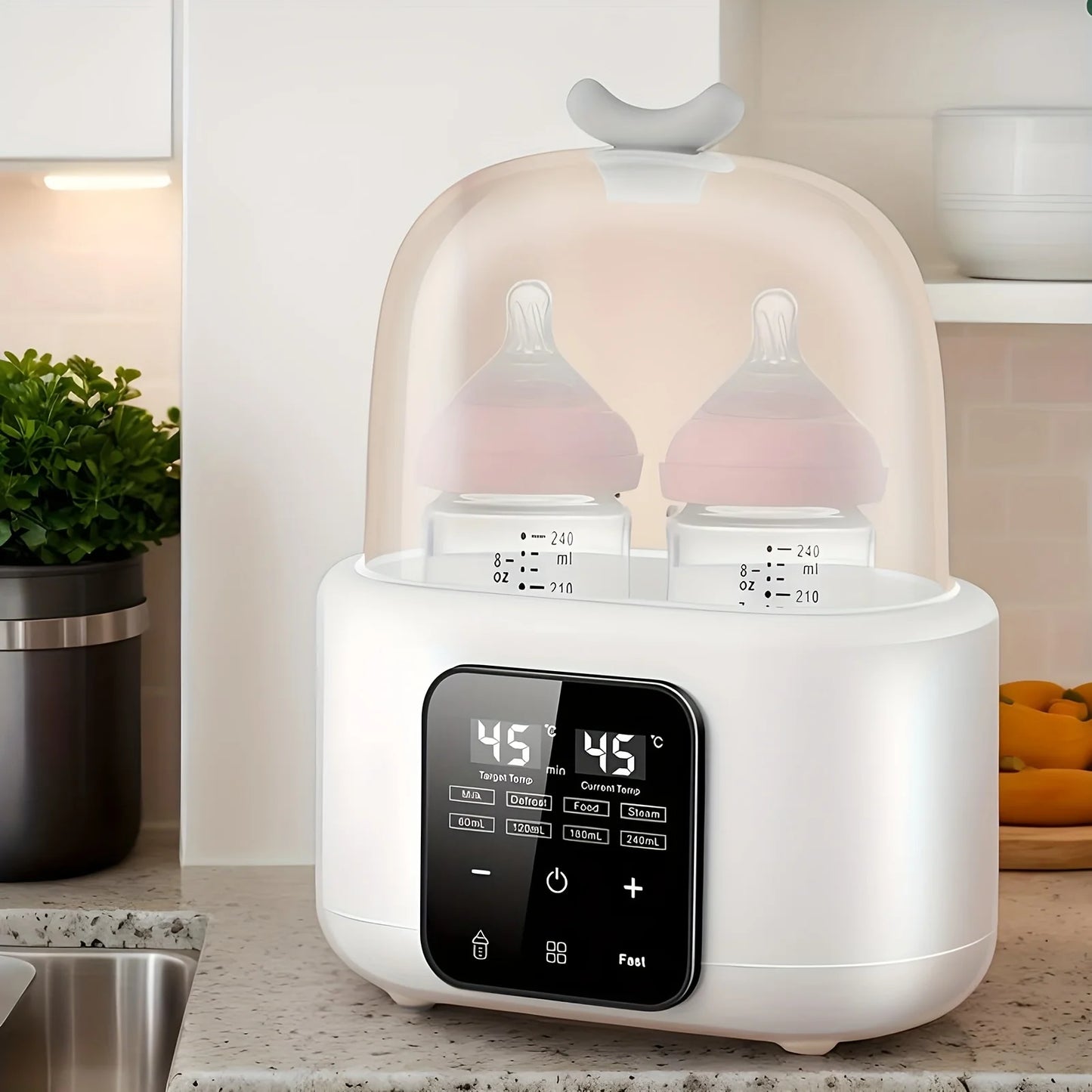 Baby Bottle Warmer with Timer & Temp Control for Formula, Breastmilk, Food Jars, Auto Shut-Off, Compact for Travel