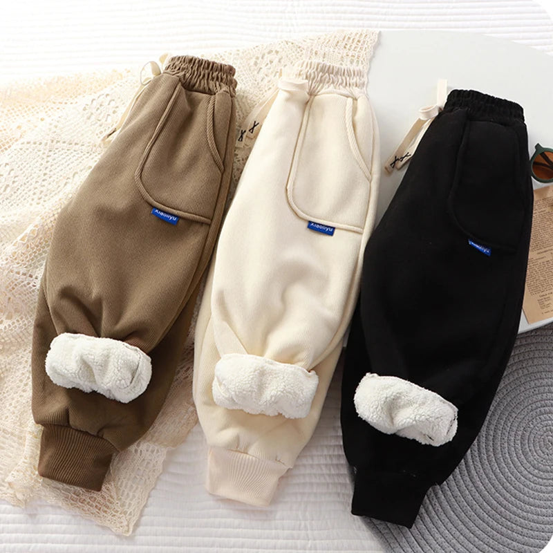 Kids Fleece Lined Joggers (2-12 Years) - Winter Thick Sweatpants with Pockets