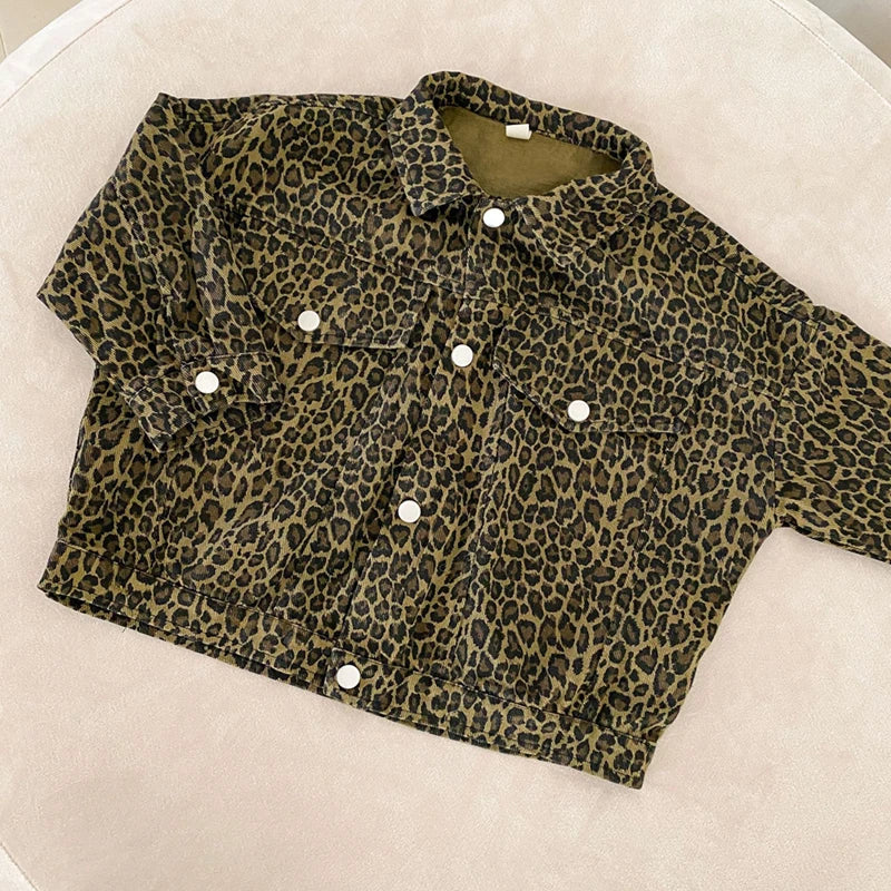 Leopard Print Unisex Kids Jacket (3-12 Years) - Oversized Corduroy Coat