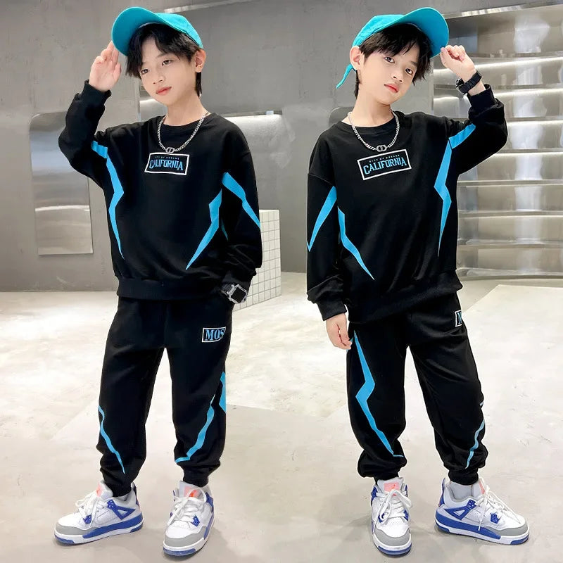 Boy Trendy Outfit (7-13 Years) - Spring Pullover & Track Pants Set