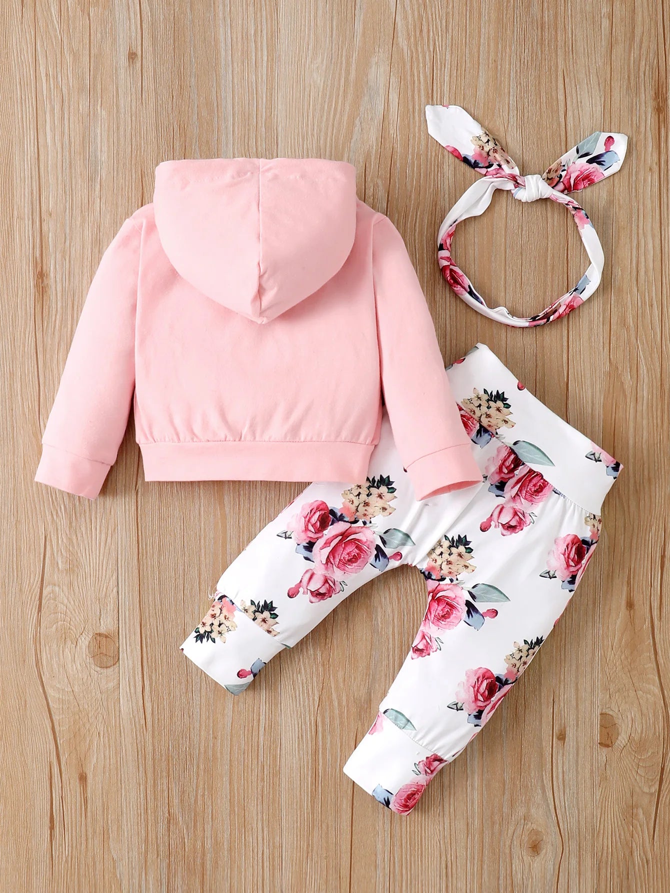 Pink Baby Girl Floral Hooded Outfit