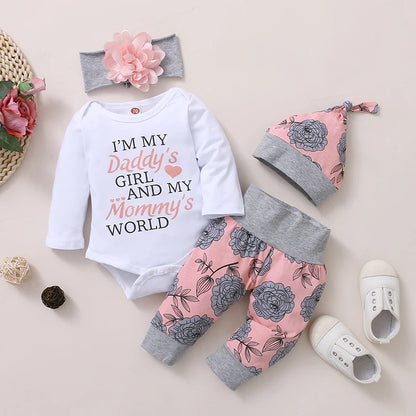 Daddys Girl Mommys World 4PCS Outfit