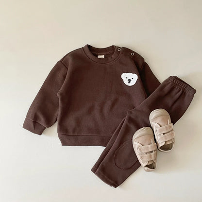 Goose & Bear Pattern Baby Outfit (1-3 Years) - Cotton Long Sleeve Top & Pants Set