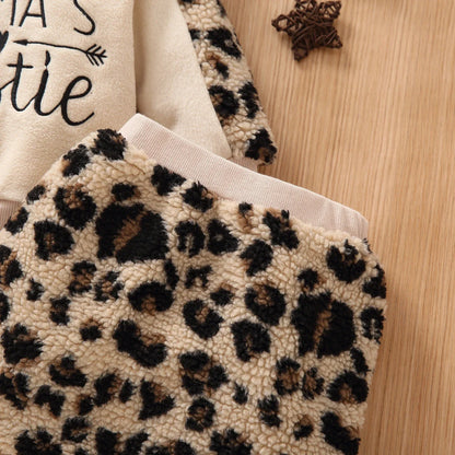 Girls Leopard Print Hoodie & Mini Skirt Set