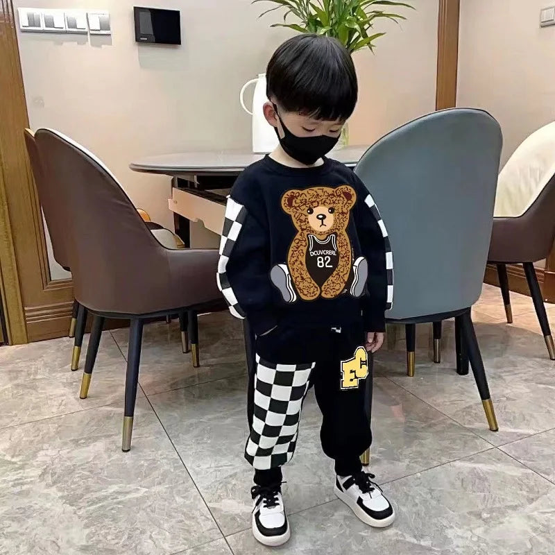 Bear Embroidery Baby Tracksuit (2-6 Years) - Cotton Sports Clothes Set