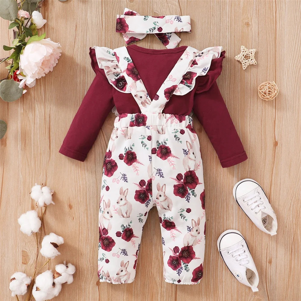 Flower Strap Pants 2PCS Girl Suit