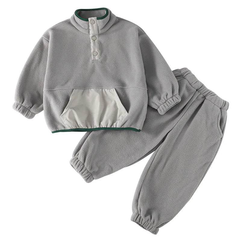 Kids Fleece Pullover Suit (1-8 Years) - Warm Spring Sweatshirt & Pants Set