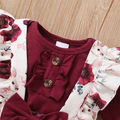 Flower Strap Pants 2PCS Girl Suit