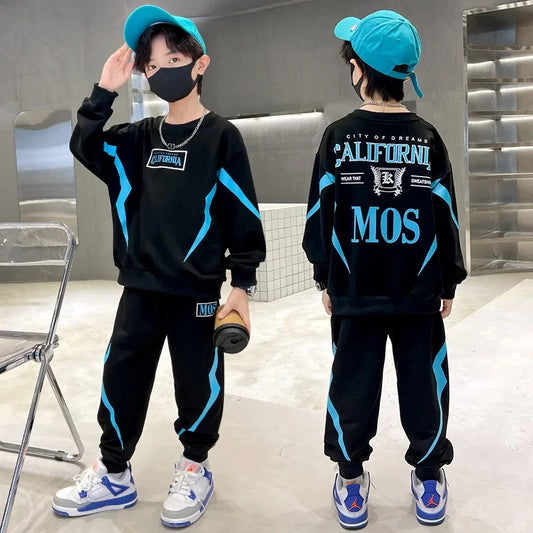 Boy Trendy Outfit (7-13 Years) - Spring Pullover & Track Pants Set