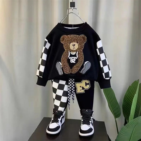 Bear Embroidery Baby Tracksuit (2-6 Years) - Cotton Sports Clothes Set