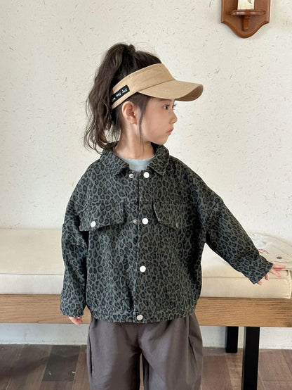 Leopard Print Unisex Kids Jacket (3-12 Years) - Oversized Corduroy Coat