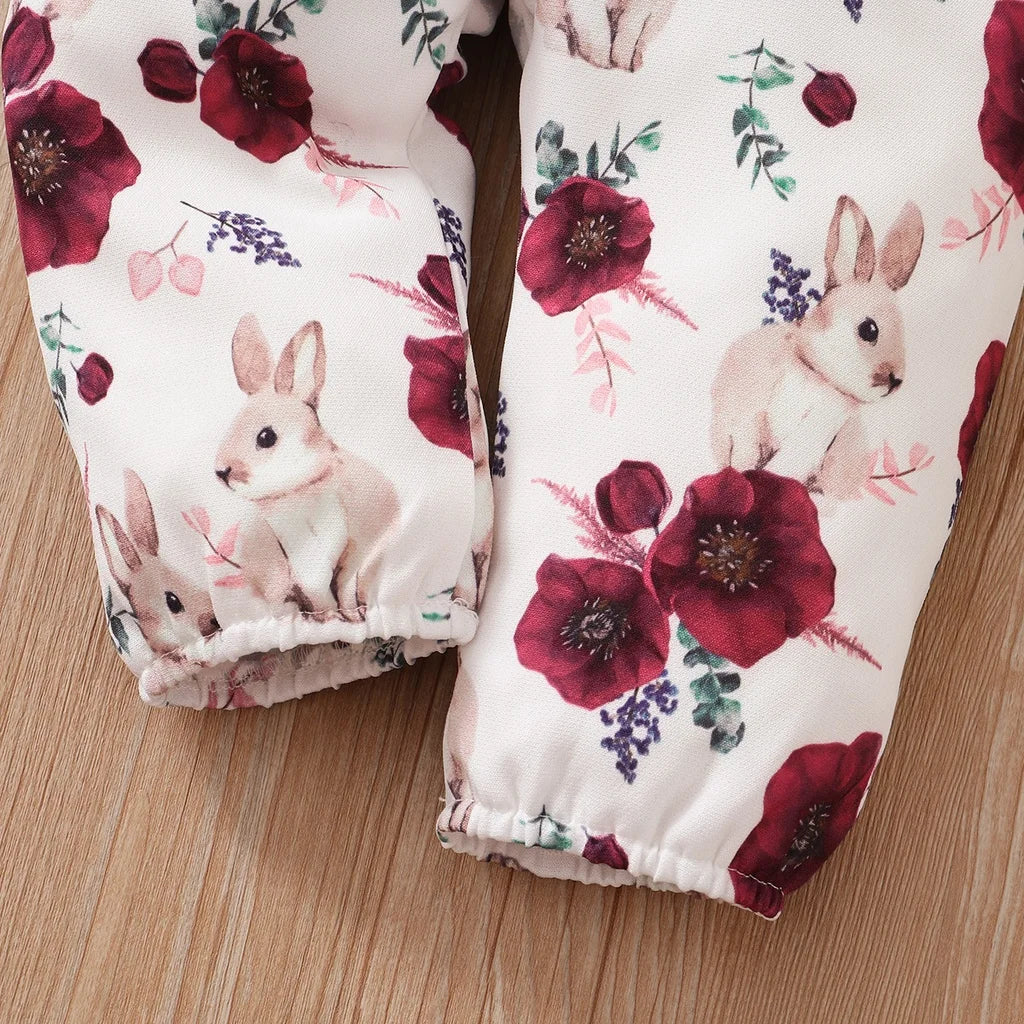 Flower Strap Pants 2PCS Girl Suit