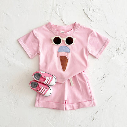 Baby Ice Cream Summer Clothing Set (0-3 Years) - Unisex Short Sleeve Outfit