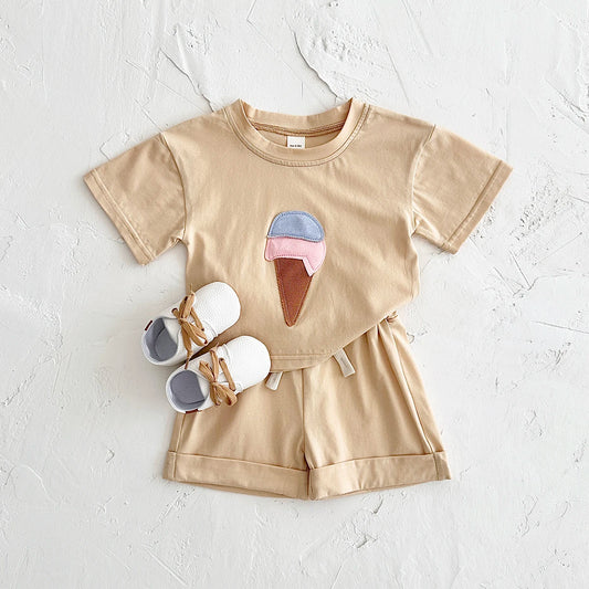 Baby Ice Cream Summer Clothing Set (0-3 Years) - Unisex Short Sleeve Outfit