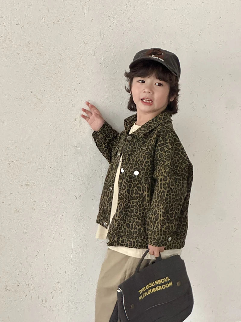 Leopard Print Unisex Kids Jacket (3-12 Years) - Oversized Corduroy Coat