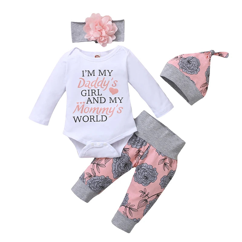 Daddys Girl Mommys World 4PCS Outfit