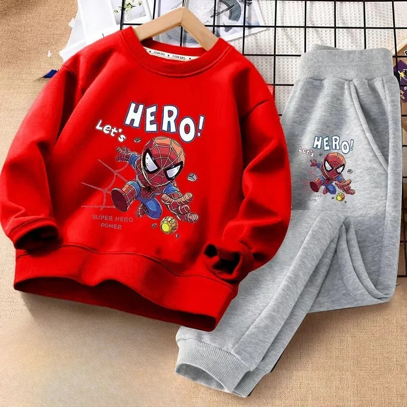 Boys' Spider-Man Cotton Tracksuit (4-6 Years) - 2Pcs Sweatshirt & Pants Set